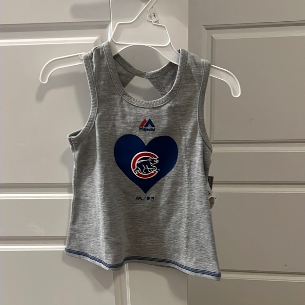 Majestic Blue and Gray Chicago Cubs Tank Top